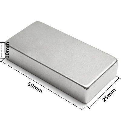 Максимальная рабочая температура 60°C NdFeB магнит N52 сверхпрочный блок 50x25x10 мм неодим