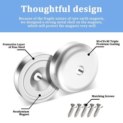 D20 MM 20lbs NdFeB Pot Magnet с противозагруженной отверстием Общая высота H 7,2 мм
