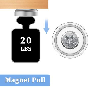 D20 MM 20lbs NdFeB Pot Magnet с противозагруженной отверстием Общая высота H 7,2 мм