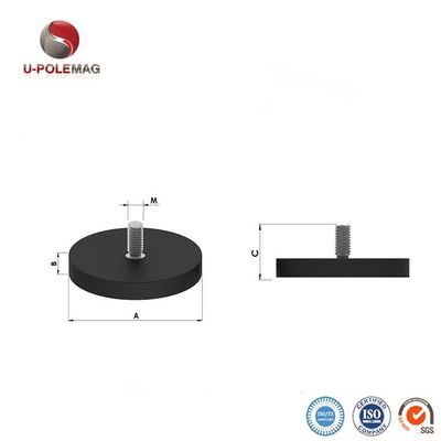 D88x8mm Круглая резиновая покрытая магнитная основание с наружной нитью 45 кг силой тяги Круглая форма