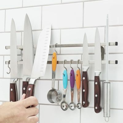 Современный кухонный блок трубки из нержавеющей стали магнитный нож держатель с крючком